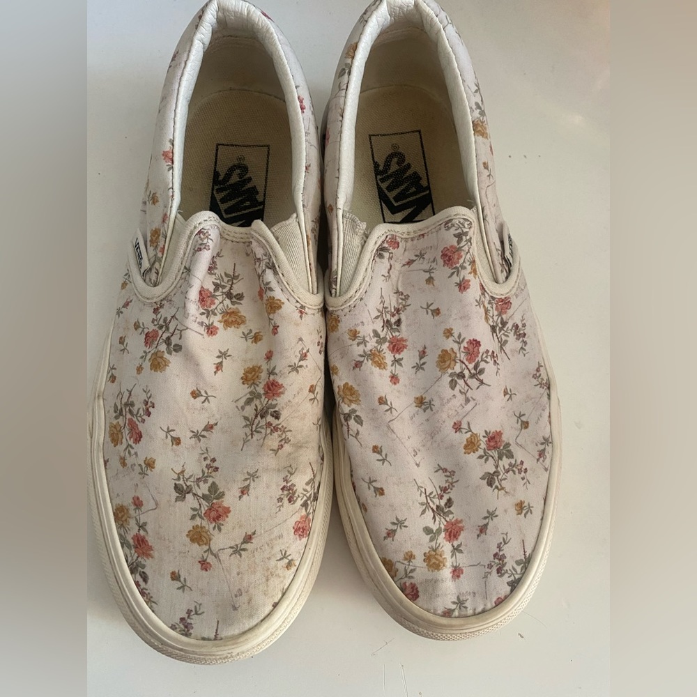 Floral slip on vans shoes